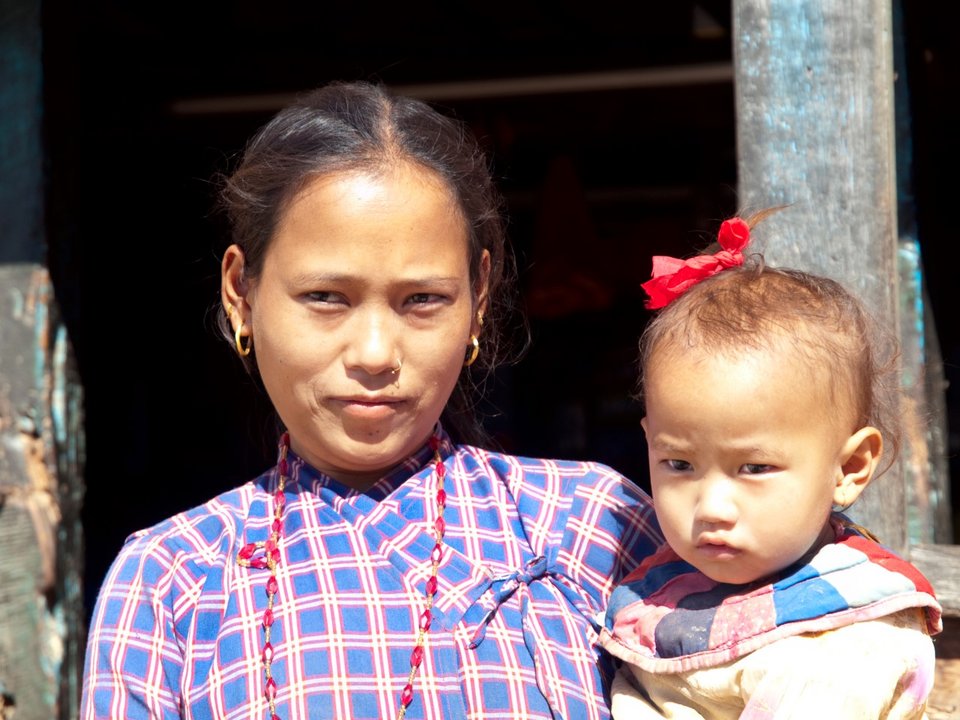 Nepal Frau Kind Asien